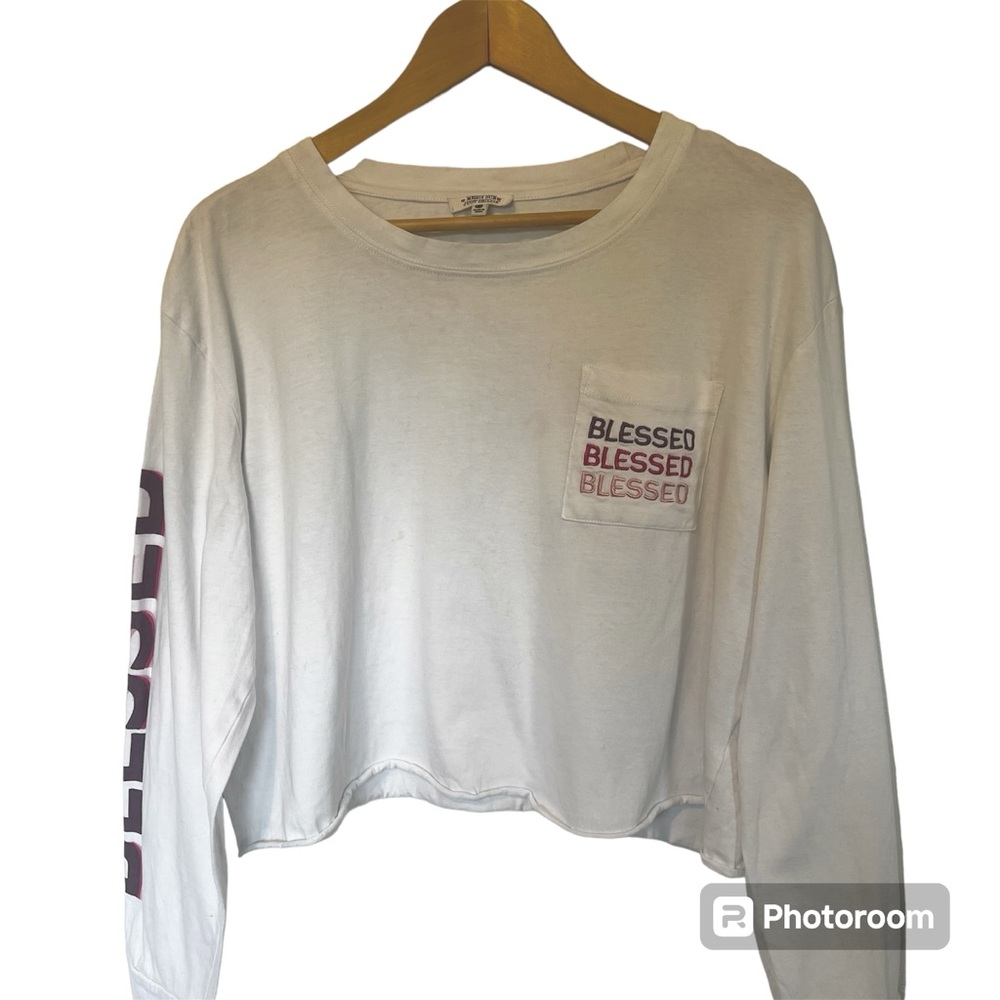 Messy Bun Just Chillin Blessed Embroidered Crop Top